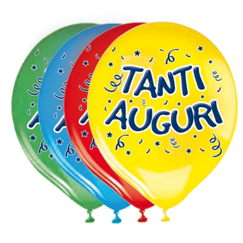 Palloncini in lattice Ø 30 cm con stampa "Tanti Auguri" Big Party busta 20 pezzi