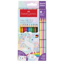 Astuccio 10 matite Colour Grip + 3 matite Sparkle colori assortiti Faber Castell