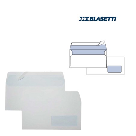 Busta Super Strip con finestra 11 x 23 cm 90 gr bianco Blasetti conf. 500 pezzi