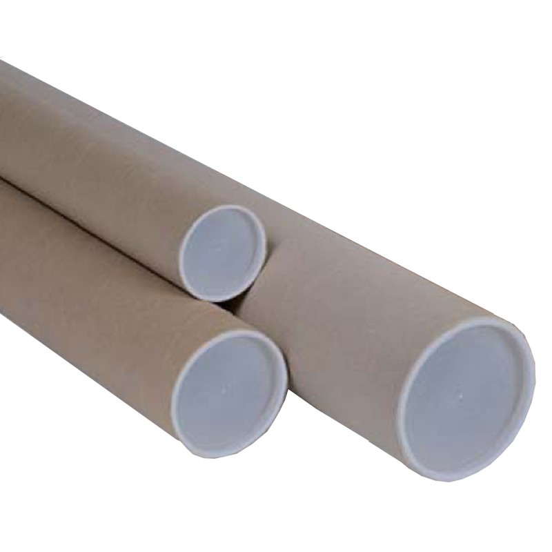 Tubo con doppio tappo trasparente diametro 10 cm H 70 cm cartone avana Polyedra