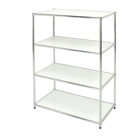 Libreria Easy System 4 ripiani acciaio cromato 80x40x120 cm bianco Serena Group