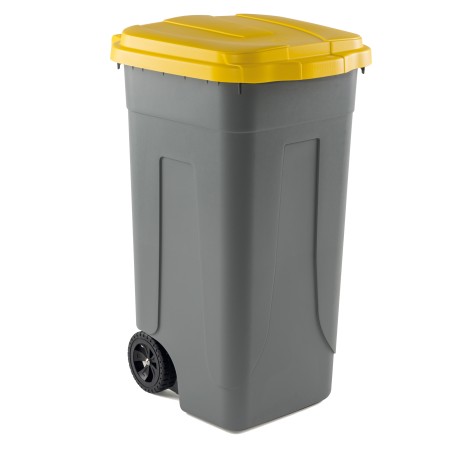 Bidone mobile con chiusura a clip 49x54x85 cm 100 L grigio/giallo Mobil Plastic