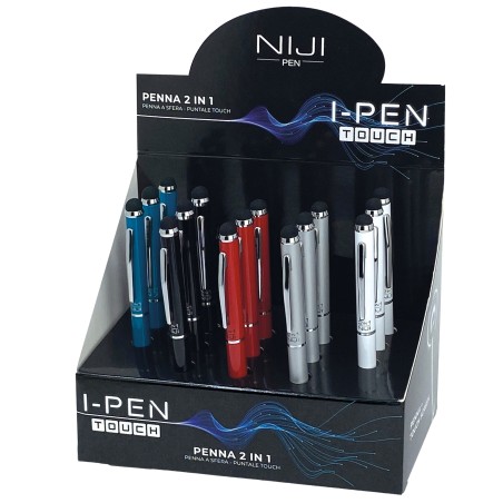 Penna a sfera mini IPEN 2 in1 puntale touch colori assortiti Niji expo 15 pezzi