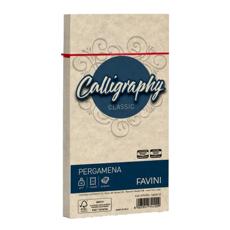 Busta Calligraphy Pergamena 110 x 220 mm 90 gr sabbia 02 Favini conf. 25 pezzi