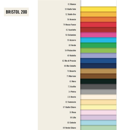 Cartoncino Bristol Color 70x100cm 200gr giallo sole 53 Favini blister 10 fogli