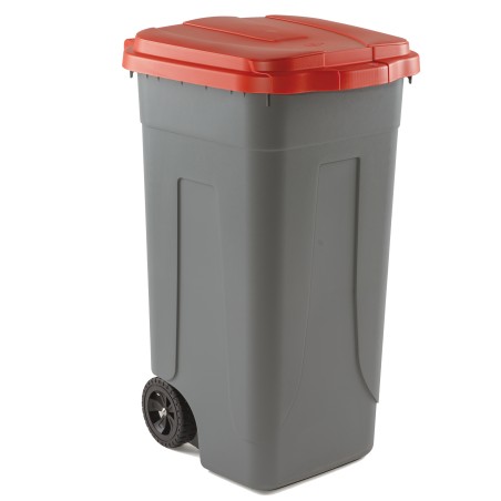 Bidone mobile 49x54x85 cm con chiusura a clip 100 L grigio/rosso Mobil Plastic