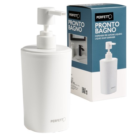 Dispenser sapone liquido Pronto Bagno diametro 8 cm 450 ml PPL bianco Perfetto