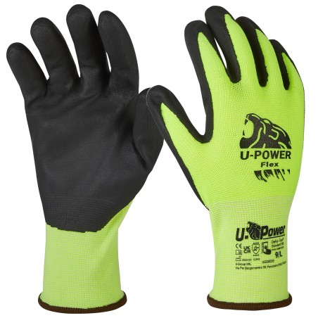 Guanti di protezione FLEX con polsino marrone taglia 09 verde fluo/nero UPower