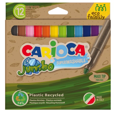 Pennarelli Jumbo Eco Family lavabili colori assortiti Carioca scatola 12 pezzi