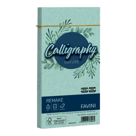 Busta Calligraphy Remake 110 x 220 mm 120 gr aquamarina Favini conf. 25 pezzi