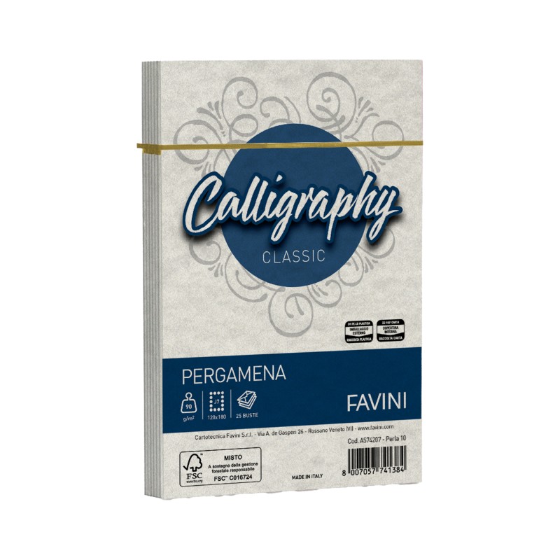 Busta Calligraphy Pergamena 120 x 180 mm 90 gr perla 10 Favini conf. 25 pezzi