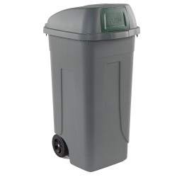 Bidone mobile Push con coperchio 49x54x95 cm 100 L grigio/verde Mobil Plastic