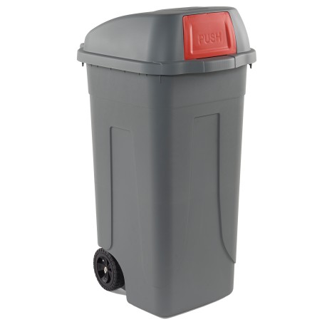 Bidone mobile Push con coperchio 49x54x95 cm 100 L grigio/rosso Mobil Plastic