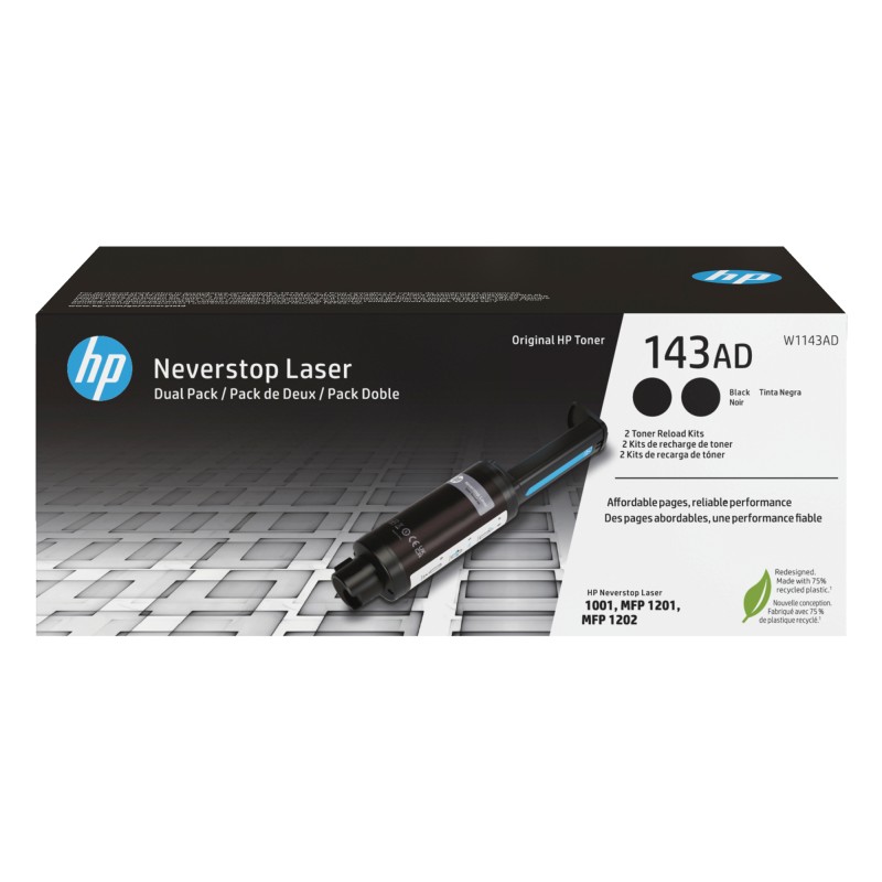 Hp Conf. 2 pezzi Kit di ricarica Toner originale 143AD Nero W1143AD 2.500 pag