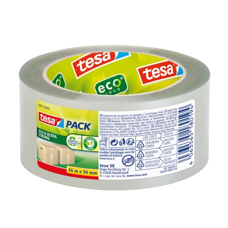 Nastro adesivo Tesapack Eco ultra strong ecoLogo 5 cm x 66 m trasparente Tesa