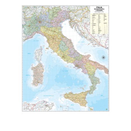 Carta geografica Italia amministrativa e stradale murale 97 x 122 cm Belletti