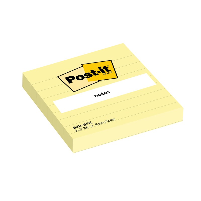 Blocco foglietti 6306PK a righe 76 x 76 mm giallo Canary™ 100 fogli Post it®