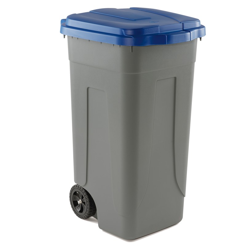 Bidone mobile con chiusura a clip 49x54x85 cm 100 L grigio/blu Mobil Plastic