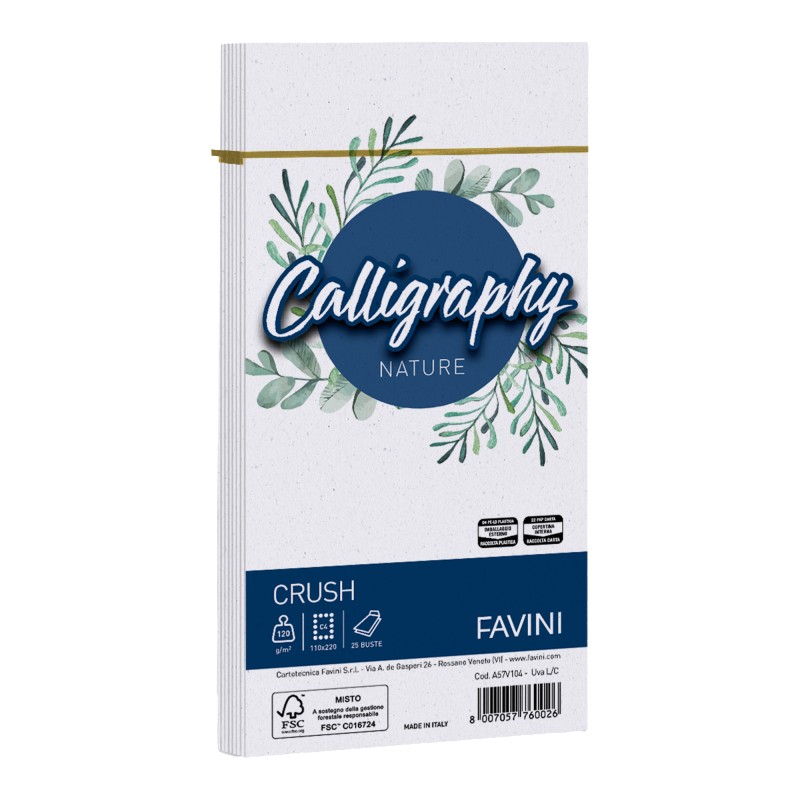 Busta Calligraphy Nature Crush 110 x 220 mm 120 gr uva Favini conf. 25 pezzi