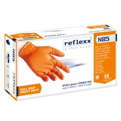 Guanti in nitrile N85 ultra resistenti tg M arancione Reflexx conf. 50 pezzi