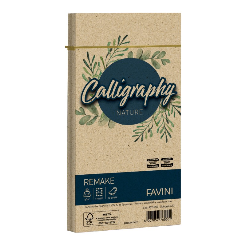 Busta Calligraphy Remake 110 x 220 mm 120 gr spiaggia Favini conf. 25 pezzi