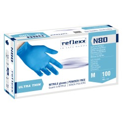 Guanti in nitrile N80 ultrasottili taglia M azzurro Reflexx conf. 100 pezzi