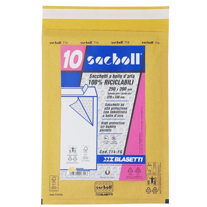 Busta imbottita Sacboll FG (25 x 39 cm) carta avana Blasetti conf. 10 pezzi