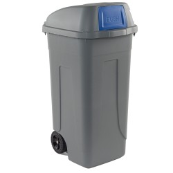 Bidone mobile Push con coperchio 49x54x95 cm 100 L grigio/blu Mobil Plastic