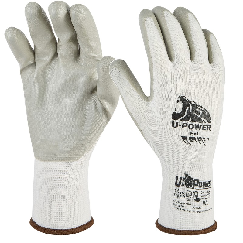 Guanti di protezione FIT con polsino marrone taglia 09 bianco/grigio UPower