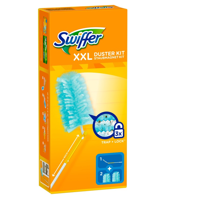 Swiffer Duster XXL 90 cm azzurro Swiffer starter kit completo con 2 piumini