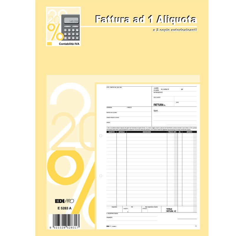 Blocco fatture 1 aliquota Iva 50/50 fogli autoricalcanti 29