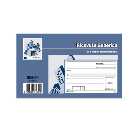 Blocco ricevute generiche 33 fogli 3 copie autoricalcanti 9