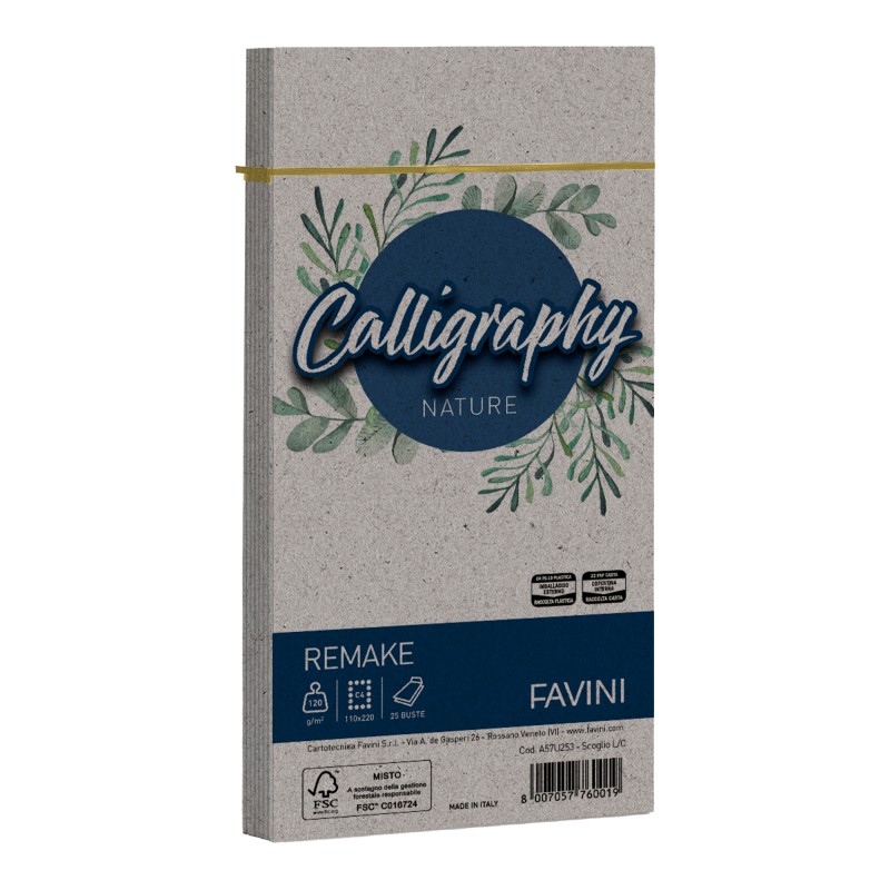 Busta Calligraphy Remake 110 x 220 mm 120 gr scoglio Favini conf. 25 pezzi