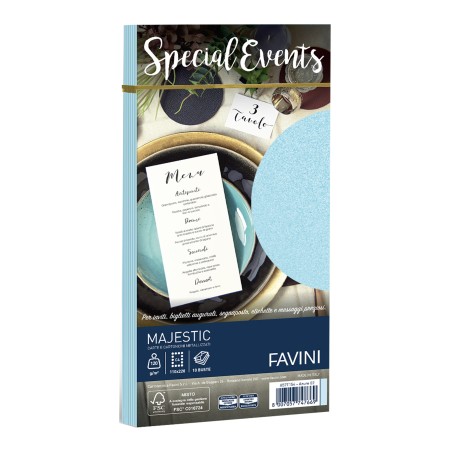 Busta Special Events metal azzurro 110 x 220mm 120gr Favini conf. 10 buste