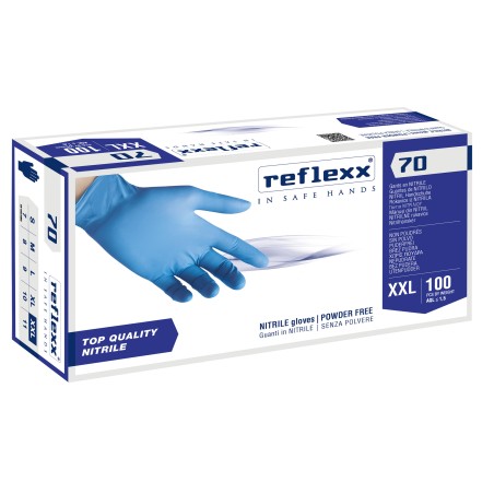 Guanti in nitrile R70 senza polvere tg XXL azzurro Reflexx conf. 100 pezzi