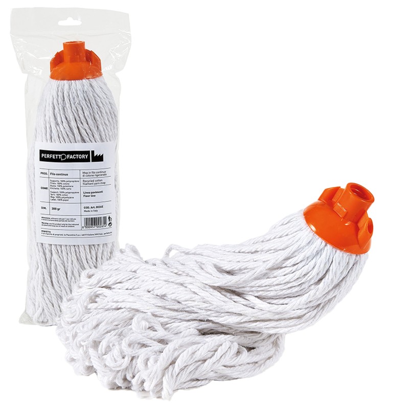 Mop industriale Falcon a frange 300 gr cotone rigenerato bianco In Factory