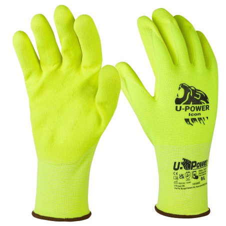 Guanti di protezione ICON con polsino marrone taglia 09 giallo fluo UPower