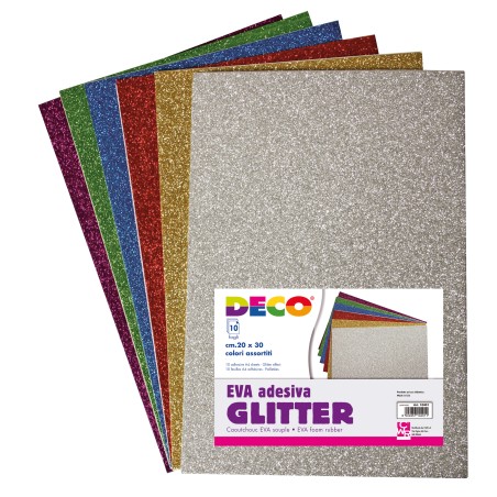 Gomma crepp glitter adesiva 20 x 30 cm colori assortiti CWR busta 10 fogli