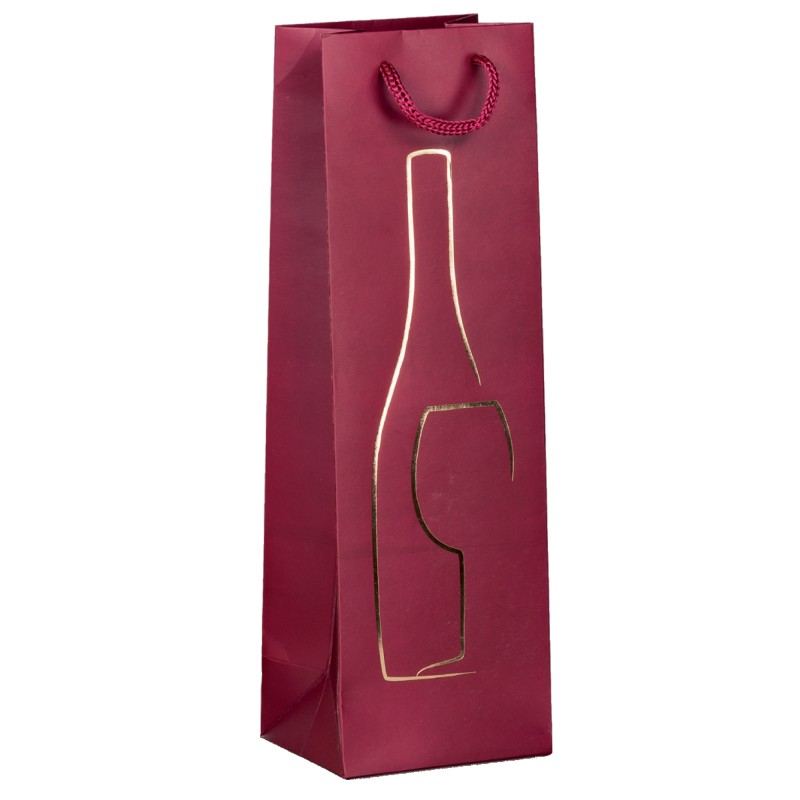 Shopper portabottiglie con manici in corda 12 x 37 x 9 cm rosso Rex Sadoch