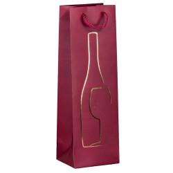 Shopper portabottiglie con manici in corda 12 x 37 x 9 cm rosso Rex Sadoch