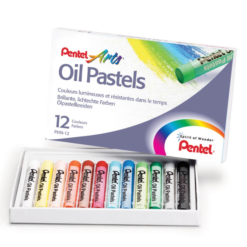 Pastelli a olio lunghezza 60 mm colori assortiti Pentel astuccio 12 pezzi