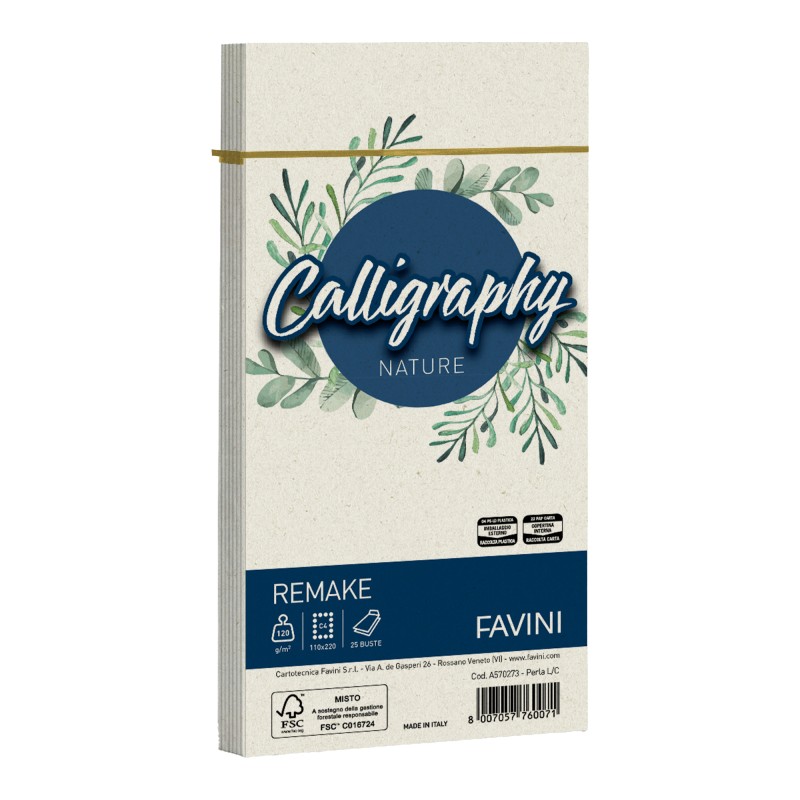 Busta Calligraphy Remake 110 x 220 mm 120 gr perla Favini conf. 25 pezzi