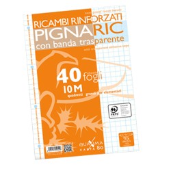 Ricambi forati rinforzati Pignaric A4 quadretto 10mm 40 fogli 80gr Pigna