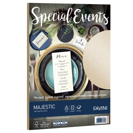 Carta metallizzata Special Events A4 120 gr sabbia Favini conf. 20 fogli