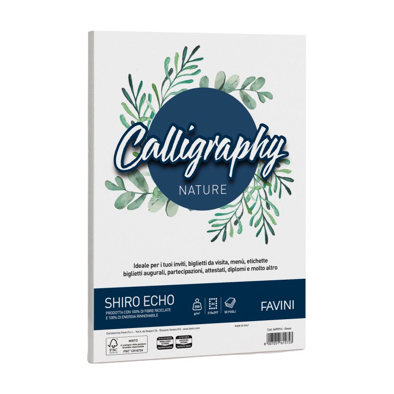 Carta Calligraphy Nature Shiro Eco A4 250 gr gesso Favini conf. 50 fogli