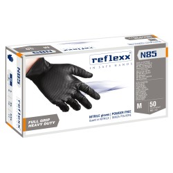 Guanti in nitrile N85B ultra resistenti tg M nero Reflexx conf. 50 pezzi