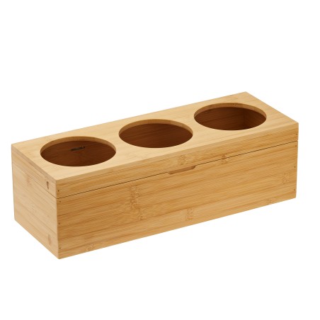 Portabottiglie con tre fori 42 x15,5 x13 cm bamboo colore naturale Leone