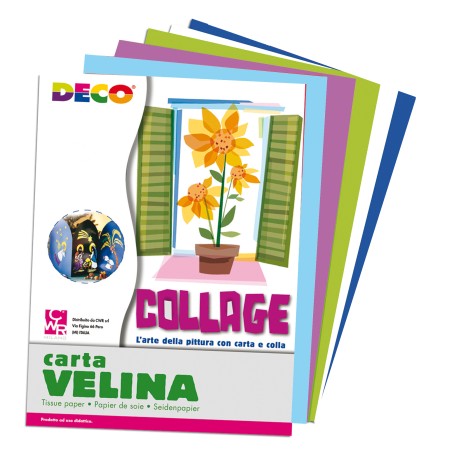 Carta velina 50 x 76 cm assortimento 5 colori freddi Deco busta 25 fogli