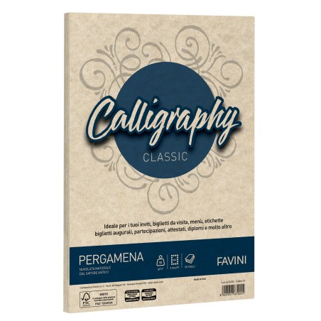 Carta Calligraphy Pergamena A4 90 gr A4 sabbia 02 Favini conf. 50 fogli