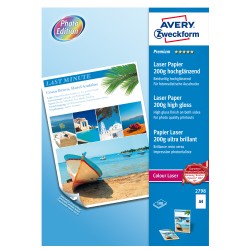 Carta laser A4 200 gr effetto extra glossy bianco Avery conf. 100 fogli